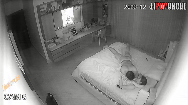 Bearded husband fondles his wife's nipples before fucking her
