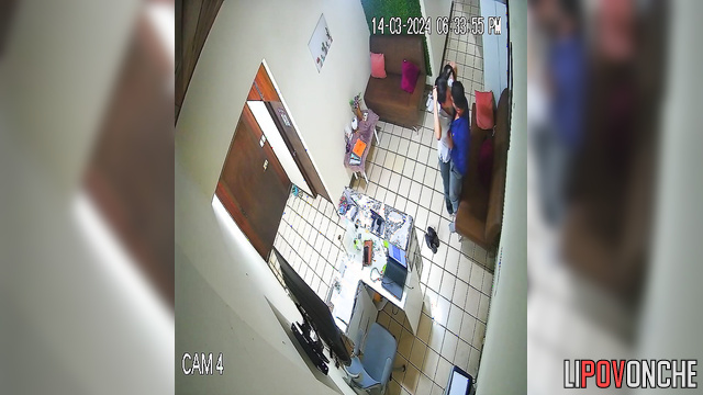 Young managers had sex standing up right in the office reception area