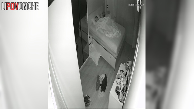 An excited bearded man quietly fucks his sleepy fat wife from behind