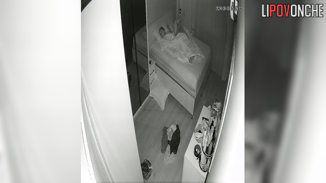 An excited bearded man quietly fucks his sleepy fat wife from behind