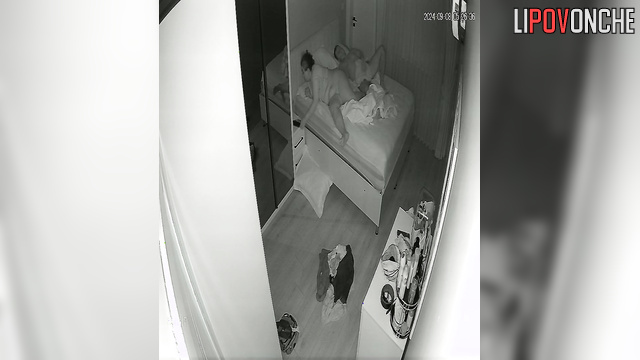 An excited bearded man quietly fucks his sleepy fat wife from behind