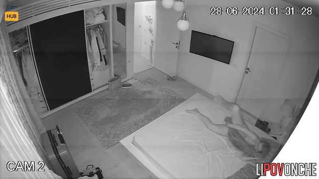Naked cutie with a beautiful butt does yoga in her bedroom before bed