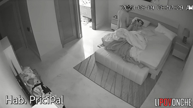 After showering, an excited man actively fucks his skinny girlfriend