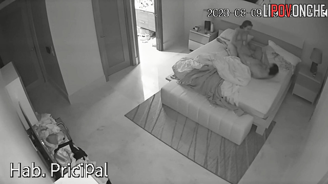 After showering, an excited man actively fucks his skinny girlfriend