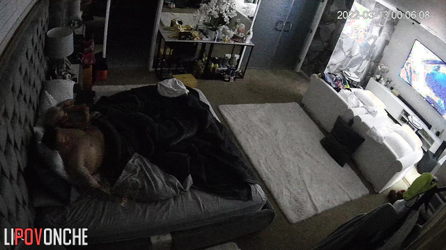 Excited fat man intensely fucks a slender busty blonde after watching porn