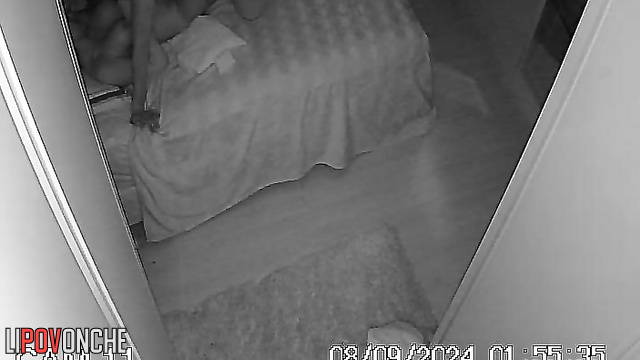 A guy set up a hidden camera to film him fucking a big-breasted girlfriend.