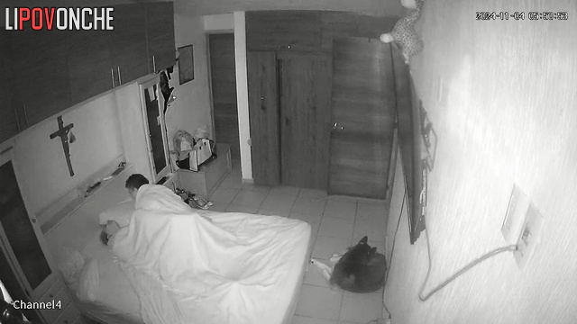 Husband caresses his sleepy wife's wet pussy before fucking her