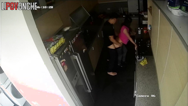 A young married couple had a little doggystyle sex in the kitchen
