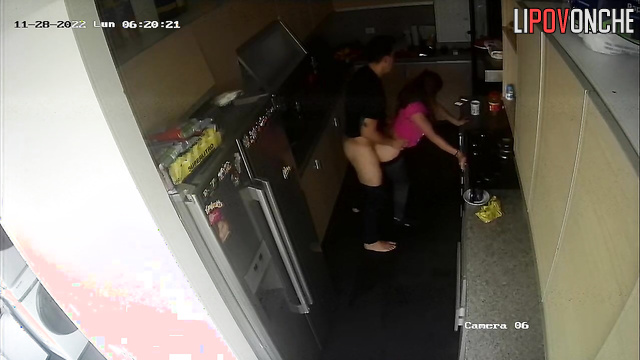 A young married couple had a little doggystyle sex in the kitchen