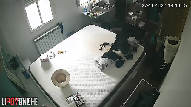 An excited man threw his busty wife onto the bed to gently fuck her