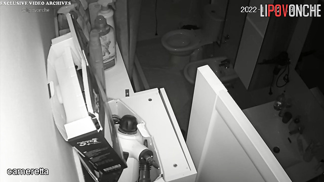 Two seductive sisters take turns peeing in the toilet in front of each other
