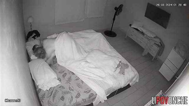 Husband squeezes his wife's tits in a fit of passion during intense fucking