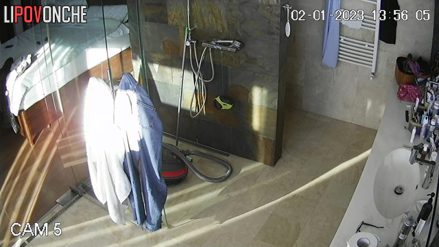 A gorgeous milf languidly wipes her seductive body after a shower