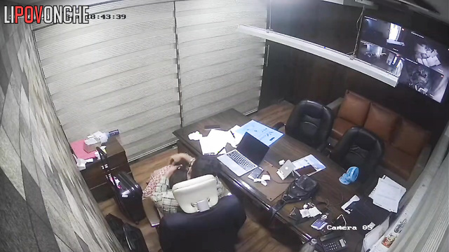 Seductive young secretary sucks off her bearded boss's big cock