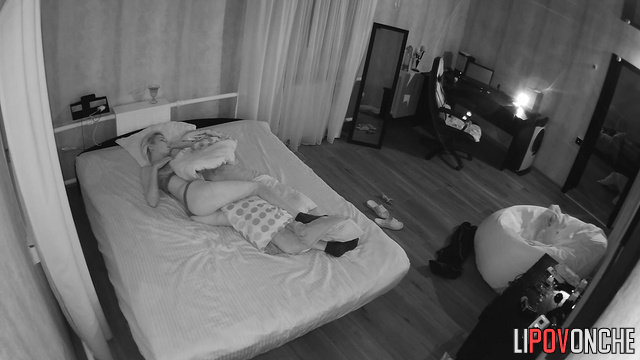 The seductive blonde fell asleep in her sexy lingerie, waiting for her lover