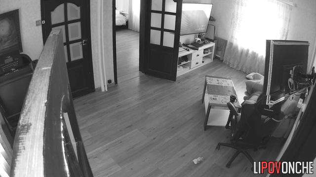 A bearded man actively plays with his cock while watching sex videos with his mistress