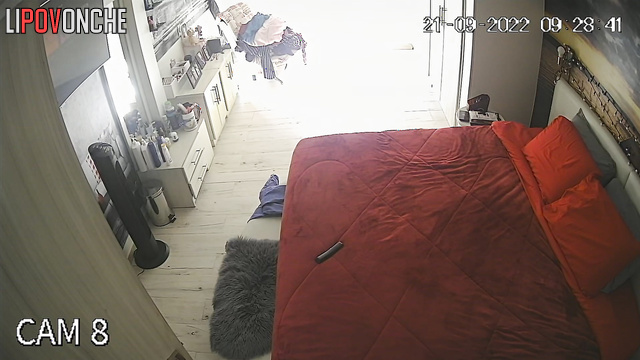 A seductive brunette mommy wipes her face with her panties before putting them on