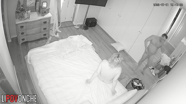 An excited woman takes a naked man's small penis into her mouth