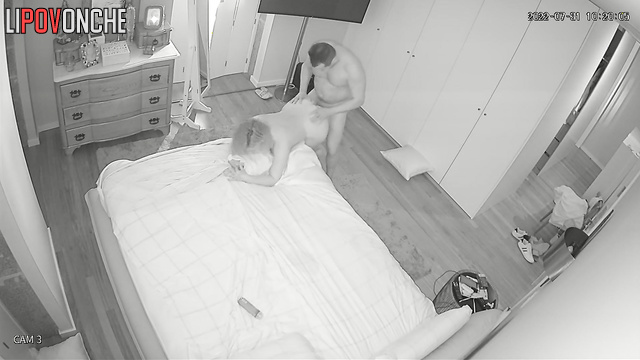An excited woman takes a naked man's small penis into her mouth
