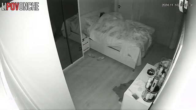 Wife and husband fooling around in the cozy bedroom