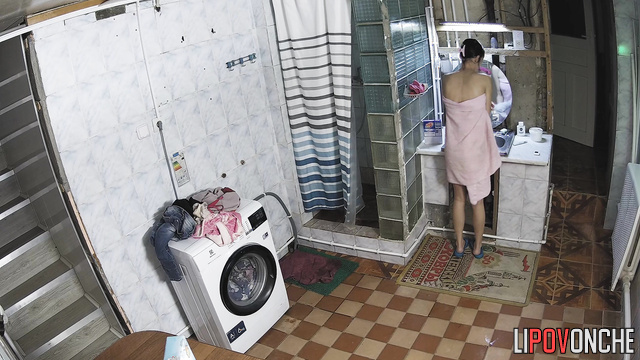 Skinny lady bathing and thinking about her ex-friend