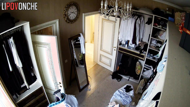 Girl rehearsing a dance alone in the dressing room