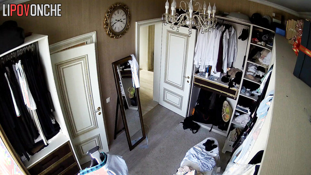Girl rehearsing a dance alone in the dressing room