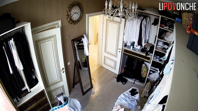 Girl rehearsing a dance alone in the dressing room
