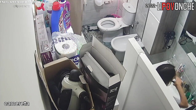 Two lesbians and their boyfriend pee in the toilet in front of each other