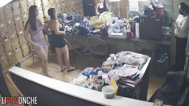 Strippers chatting with each other before the show