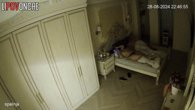 Two people are falling asleep in luxury bedroom [sexy brunette]