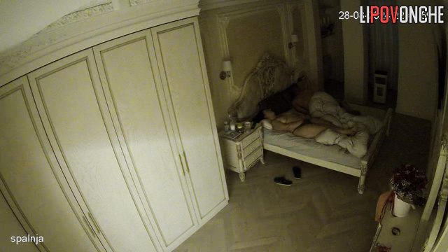 Two people are falling asleep in luxury bedroom [sexy brunette]