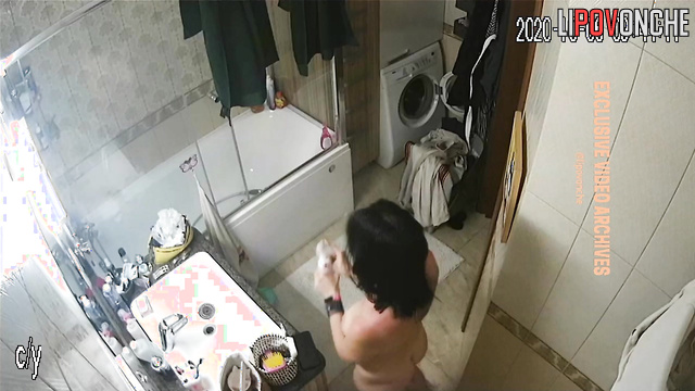 Join one sexy brunette and her boyfriend doing regular things in bath