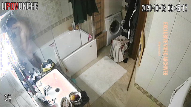 Join one sexy brunette and her boyfriend doing regular things in bath