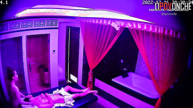 Session of erotic massage in private salon ends with stunning blowjob