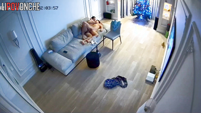 Sexy couple are doing really naughty things on the sofa in living room