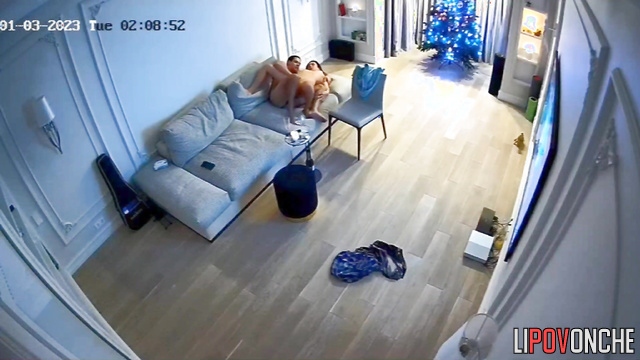 Sexy couple are doing really naughty things on the sofa in living room