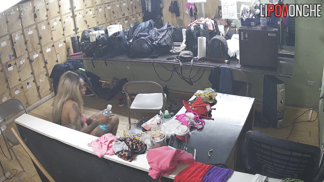 Milf strippers in sexy lingerie relax after performing on the show