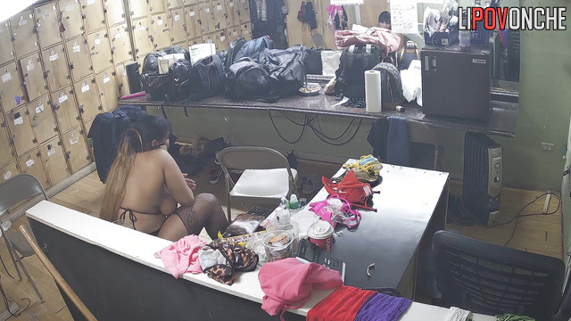 Milf strippers in sexy lingerie relax after performing on the show