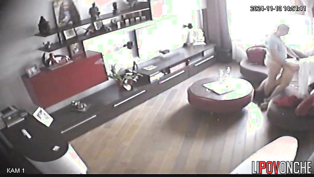 Passionate doggystyle fuck after cunni (living room cam)