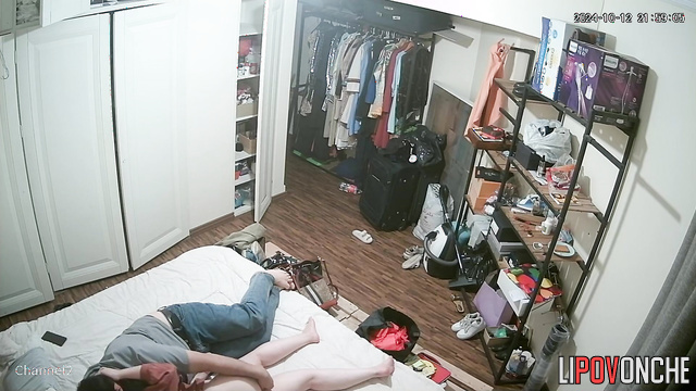 They lay on the bed and lazily teased each other, look