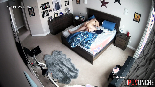 Brunette saddled her husband after solo masturbation