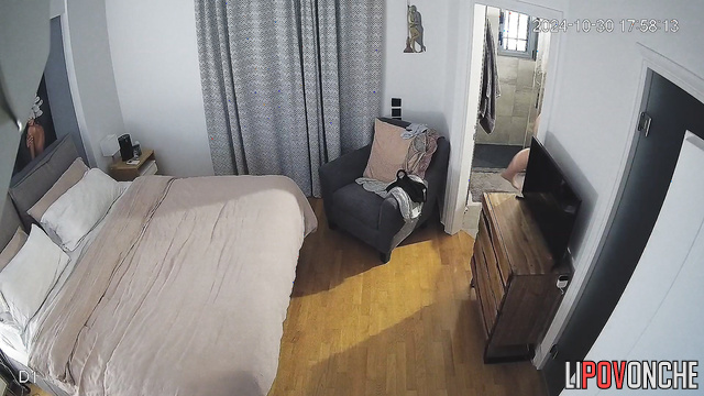 Hidden camera footage: chubby woman wipes herself after a shower
