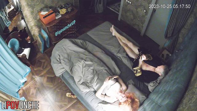 Three relatives sleeping in the same bed (night video)