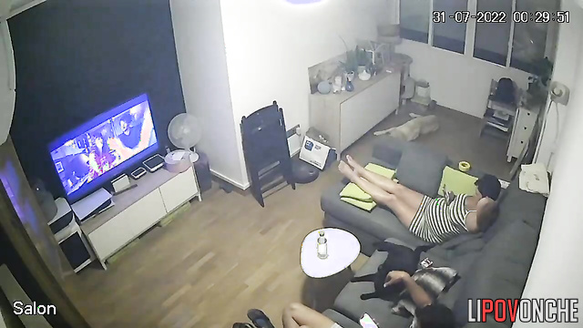Pregnant milf masturbating and husband looking at her