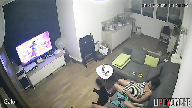 Pregnant milf masturbating and husband looking at her