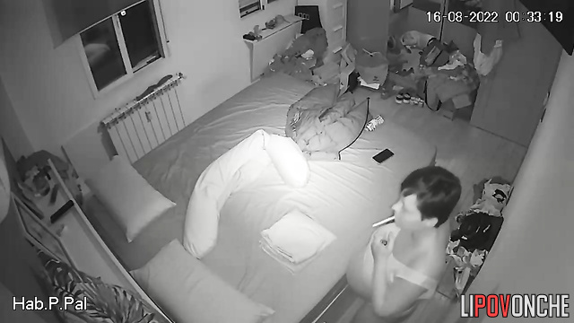 Pregnant wife with big tits plays with my cock before going to sleep