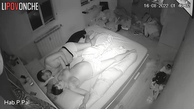 Pregnant wife with big tits plays with my cock before going to sleep