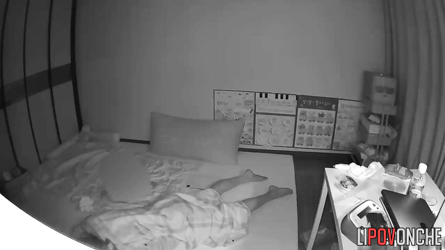 Asian girl plays with her pussy while her relatives are sleeping