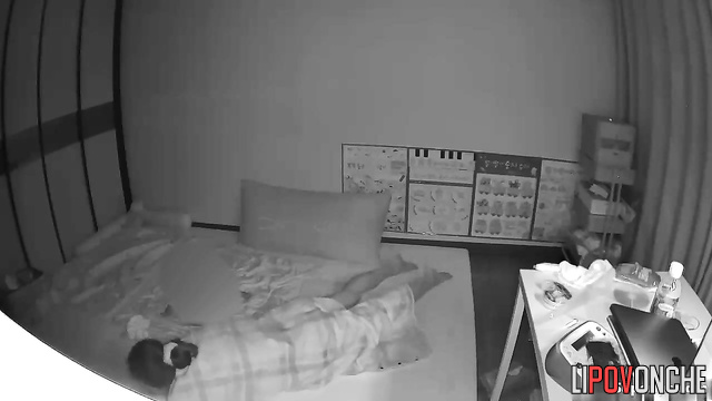 Asian girl plays with her pussy while her relatives are sleeping